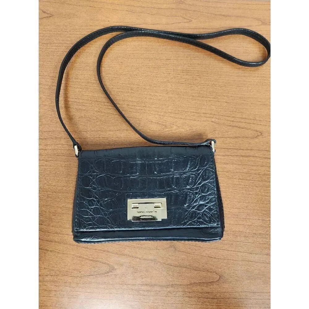 Kate Spade Black NY Sally Rialto Place colrocadile embossed leather crossbody WI